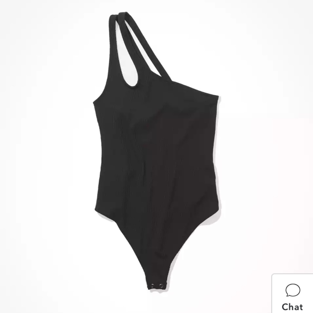 American Eagle One Shoulder Ribbed Black Bodysuit XS - NWT